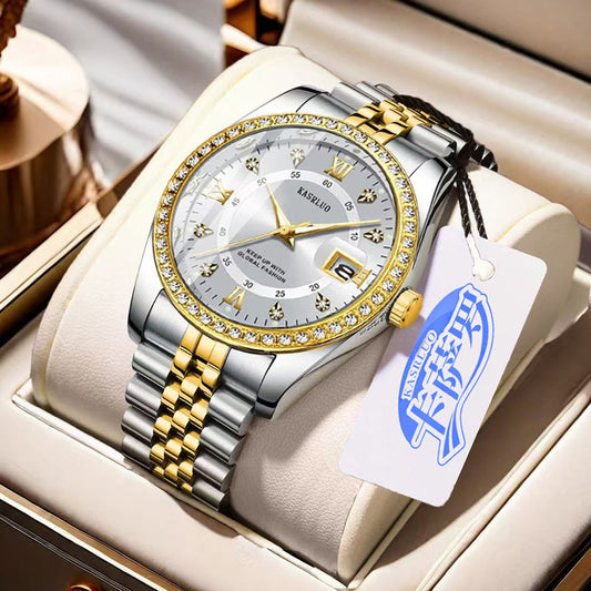 Kasrluo Roman Numerals Diamond Calendar Watch